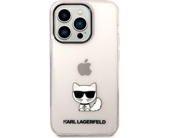 Karl Lagerfeld KLHCP14LCTTRI Aizsargapvalks priekš iPhone 14 Pro 6,1" / rozā caurspīdīgs Choupette Body Neoriģinālie Maciņi