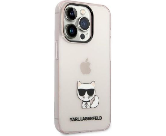 Karl Lagerfeld KLHCP14LCTTRI Aizsargapvalks priekš iPhone 14 Pro 6,1" / rozā caurspīdīgs Choupette Body Neoriģinālie Maciņi