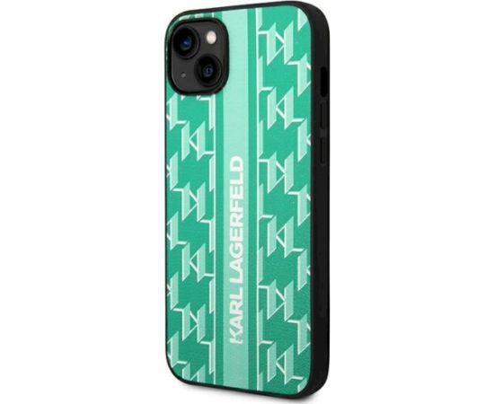 Karl Lagerfeld KLHCP14SPGKLSKN Aizsargapvalks priekš iPhone 14/15/13 6,1" / zaļš Monogram Stripe Neoriģinālie Maciņi