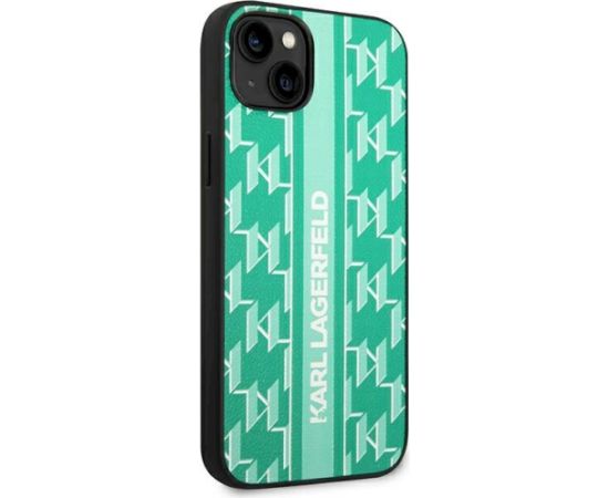 Karl Lagerfeld KLHCP14SPGKLSKN Aizsargapvalks priekš iPhone 14/15/13 6,1" / zaļš Monogram Stripe Neoriģinālie Maciņi