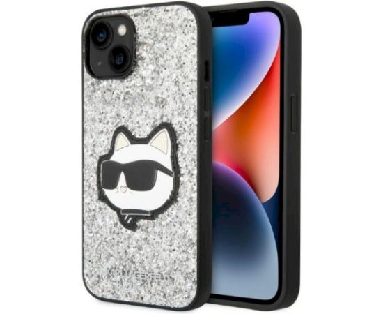 Karl Lagerfeld KLHCP14MG2CPS Hardcase Glitter Choupette Aizsargapvalks priekš iPhone 14 Plus / 15 Plus 6,7" / sudrabs Neoriģinālie Maciņi