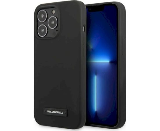 Karl Lagerfeld KLHCP13XSLMP1K Silicone Plaque Hardcase Aizsargapvalks priekš iPhone 13 Pro Max 6,7" / melns Neoriģinālie Maciņi