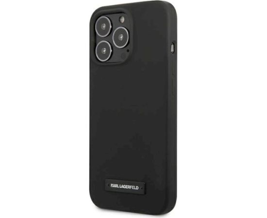 Karl Lagerfeld KLHCP13XSLMP1K Silicone Plaque Hardcase Aizsargapvalks priekš iPhone 13 Pro Max 6,7" / melns Neoriģinālie Maciņi