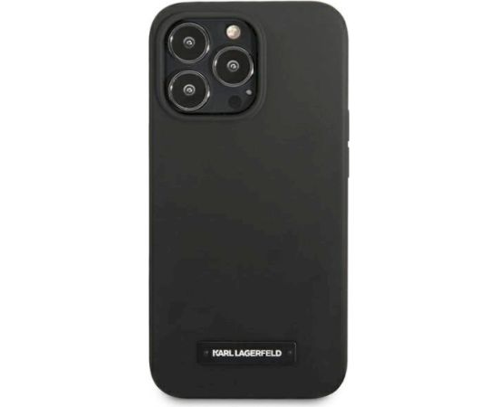 Karl Lagerfeld KLHCP13XSLMP1K Silicone Plaque Hardcase Aizsargapvalks priekš iPhone 13 Pro Max 6,7" / melns Neoriģinālie Maciņi