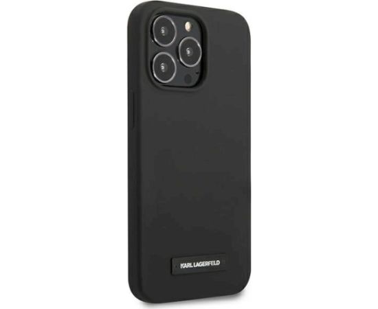 Karl Lagerfeld KLHCP13XSLMP1K Silicone Plaque Hardcase Aizsargapvalks priekš iPhone 13 Pro Max 6,7" / melns Neoriģinālie Maciņi