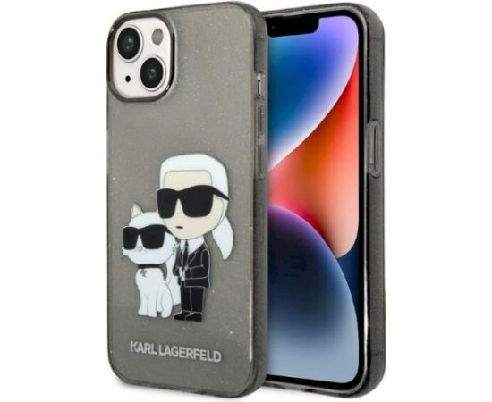 Karl Lagerfeld KLHCP14MHNKCTGK Hardcase Glitter Karl&Choup Aizsargapvalks priekš iPhone 14 Plus/15 Plus 6,7" / melns Neoriģinālie Maciņi