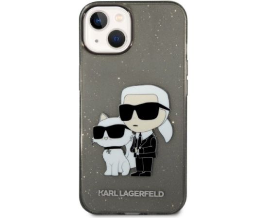 Karl Lagerfeld KLHCP14MHNKCTGK Hardcase Glitter Karl&Choup Aizsargapvalks priekš iPhone 14 Plus/15 Plus 6,7" / melns Neoriģinālie Maciņi