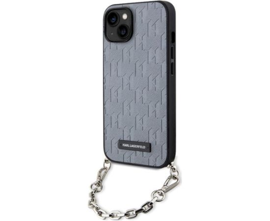 Karl Lagerfeld KLHCP14SSACKLHPG Saffiano Monogram Ch Aizsargapvalks priekš iPhone 14 / 15 / 13 6.1" / sudraba Neoriģinālie Maciņi