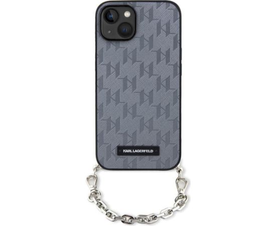 Karl Lagerfeld KLHCP14SSACKLHPG Saffiano Monogram Ch Aizsargapvalks priekš iPhone 14 / 15 / 13 6.1" / sudraba Neoriģinālie Maciņi