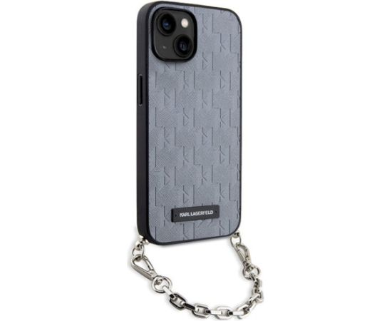 Karl Lagerfeld KLHCP14SSACKLHPG Saffiano Monogram Ch Aizsargapvalks priekš iPhone 14 / 15 / 13 6.1" / sudraba Neoriģinālie Maciņi