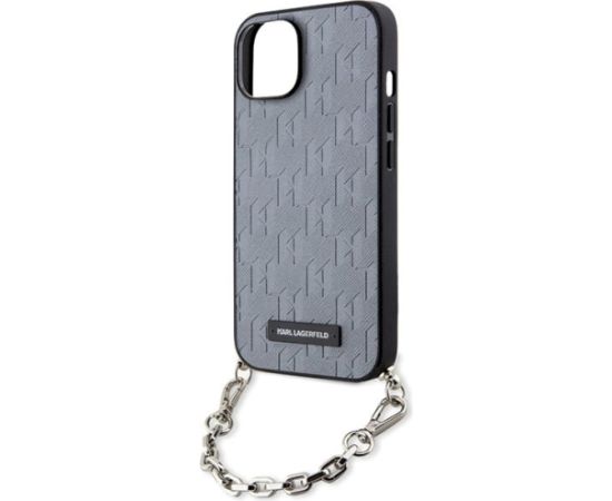 Karl Lagerfeld KLHCP14SSACKLHPG Saffiano Monogram Ch Aizsargapvalks priekš iPhone 14 / 15 / 13 6.1" / sudraba Neoriģinālie Maciņi