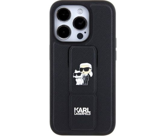 Karl Lagerfeld KLHCP14LGSAKCPK Gripstand Saffiano Karl&Choup Aizsargapvalks priekš iPhone 14 Pro 6.1" / melns Neoriģinālie Maciņi
