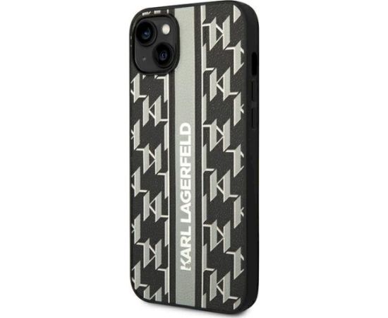 Karl Lagerfeld KLHCP14MPGKLSKG Aizsargapvalks priekš iPhone 14 Plus / 15 Plus 6.7" / pelēks Monogram Stripe Neoriģinālie Maciņi