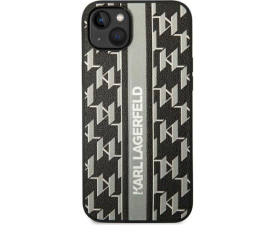 Karl Lagerfeld KLHCP14MPGKLSKG Aizsargapvalks priekš iPhone 14 Plus / 15 Plus 6.7" / pelēks Monogram Stripe Neoriģinālie Maciņi