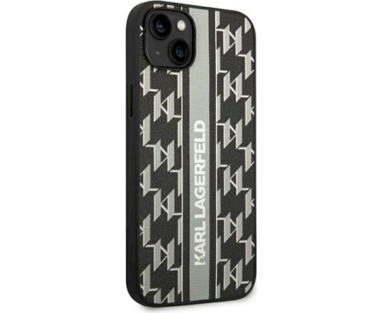 Karl Lagerfeld KLHCP14MPGKLSKG Aizsargapvalks priekš iPhone 14 Plus / 15 Plus 6.7" / pelēks Monogram Stripe Neoriģinālie Maciņi