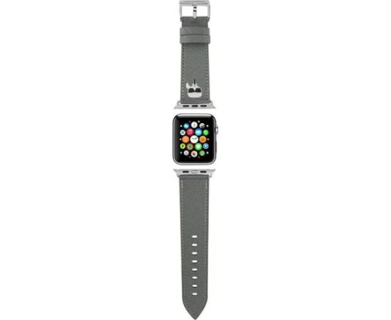 Karl Lagerfeld Pasek KLAWMOKHG Ремешок для часов Apple Watch 38/40/41mm Saffiano Karl Heads / серебристый Smart pūlksteņu aksesuāri