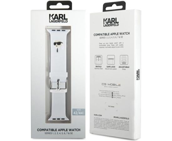 Karl Lagerfeld Strap KLAWLSLKNH Ремешок для часов Apple Watch 42/44/45/49mm / белый Smart pūlksteņu aksesuāri