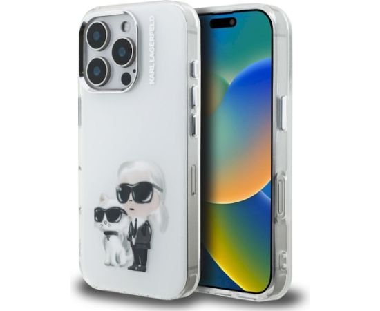 Karl Lagerfeld IML Aquarelle Karl & Choupette & Logo Aizsargapvalks priekš iPhone 16 Pro / balts Neoriģinālie Maciņi