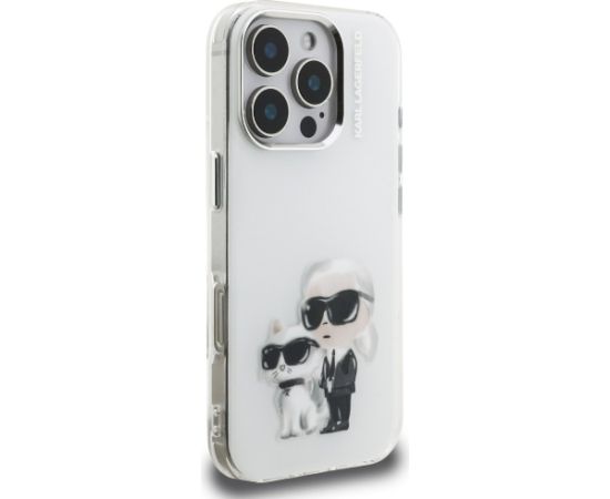 Karl Lagerfeld IML Aquarelle Karl & Choupette & Logo Aizsargapvalks priekš iPhone 16 Pro / balts Neoriģinālie Maciņi