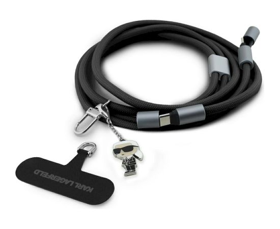 Karl Lagerfeld CBDY Ikonik Charm USB-C/USB-C Uzlādes kabelis priekš / melns Data USB kabeļi