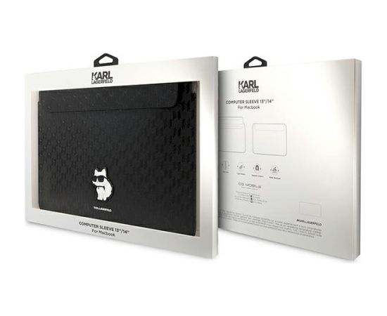 Karl Lagerfeld Sleeve KLCS14SAKHPCK Klēpjdatora maciņš 14" Saffiano Monogram Choupette / melns Somas portatīvajiem datoriem