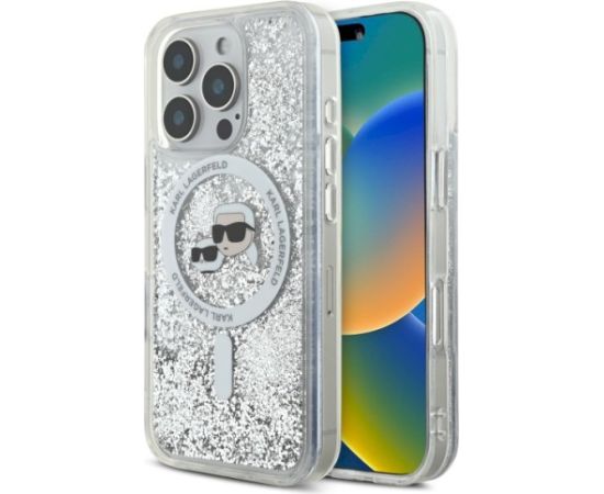 Karl Lagerfeld KLHMP16XLGKCSGH Aizsargapvalks priekš iPhone 16 Pro Max 6.9" caurspīdīgs Liquid Glitter Karl&Choupe Neoriģinālie Maciņi