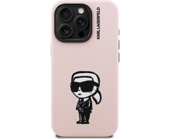 Karl Lagerfeld Silicone Karl Sketch MagSafe Aizsargapvalks priekš iPhone 16 Pro Max / rozā Neoriģinālie Maciņi