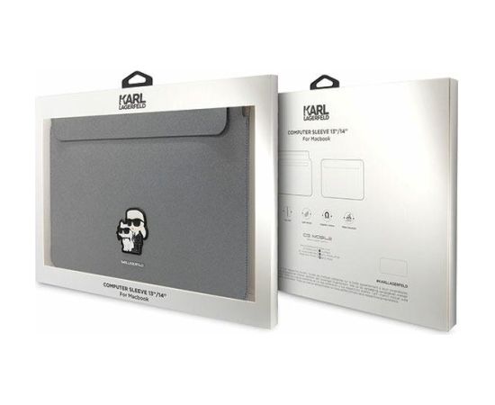 Karl Lagerfeld Sleeve KLCS14SAKCPMG Klēpjdatora maciņš 14" Saffiano Karl&Choupette / sudraba Somas portatīvajiem datoriem
