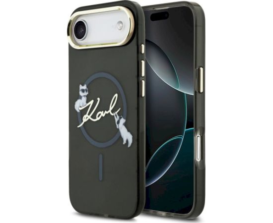 Karl Lagerfeld IML Choupettes Karl Script Logo MagSafe Aizsargapvalks priekš iPhone Air / melns Neoriģinālie Maciņi