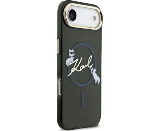 Karl Lagerfeld IML Choupettes Karl Script Logo MagSafe Aizsargapvalks priekš iPhone Air / melns Neoriģinālie Maciņi
