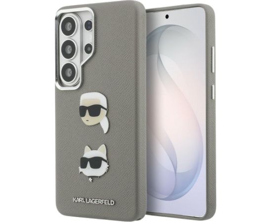 Karl Lagerfeld Saffiano Double Heads Metal Aizsargapvalks priekš Samsung Galaxy S26 Ultra / sudraba Neoriģinālie Maciņi