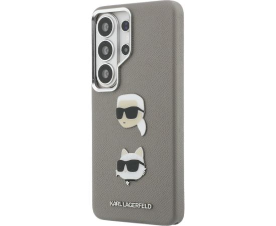 Karl Lagerfeld Saffiano Double Heads Metal Aizsargapvalks priekš Samsung Galaxy S26 Ultra / sudraba Neoriģinālie Maciņi