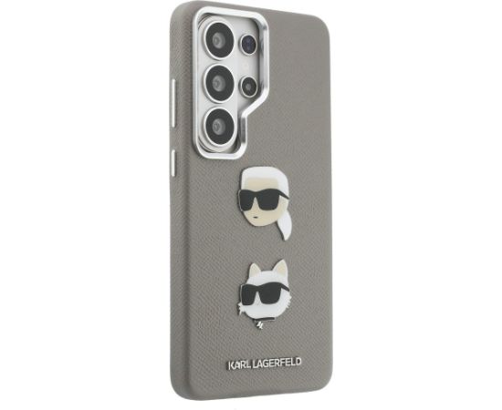 Karl Lagerfeld Saffiano Double Heads Metal Aizsargapvalks priekš Samsung Galaxy S26 Ultra / sudraba Neoriģinālie Maciņi