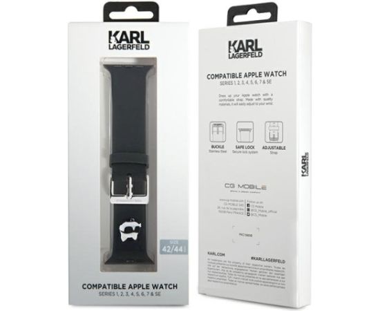Karl Lagerfeld Strap KLAWLSLCNK 3D Rubber Choupette Head Ремешок для часов Apple Watch 42/44/45/49mm / чёрный Smart pūlksteņu aksesuāri