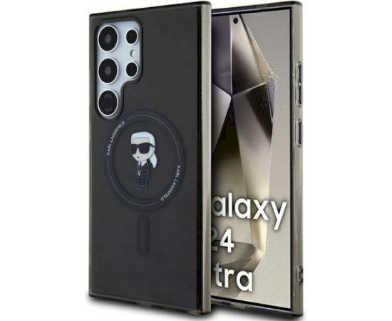 Karl Lagerfeld KLHMS24LHFCKNOK Hardcase IML Ikonik MagSafe Aizsargapvalks priekš S24 Ultra S928 / melns Neoriģinālie Maciņi