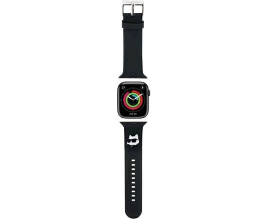 Karl Lagerfeld Strap KLAWMSLCNK Ремешок для часов Apple Watch 38/40/41mm 3D Rubber Choupette Heads / чёрный Smart pūlksteņu aksesuāri