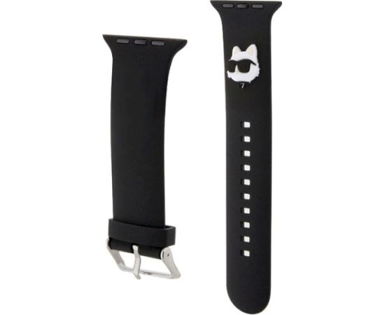 Karl Lagerfeld Strap KLAWMSLCNK Ремешок для часов Apple Watch 38/40/41mm 3D Rubber Choupette Heads / чёрный Smart pūlksteņu aksesuāri