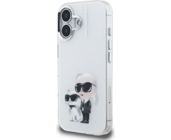 Karl Lagerfeld IML Aquarelle Karl & Choupette & Logo Aizsargapvalks priekš iPhone 16 / balts Neoriģinālie Maciņi