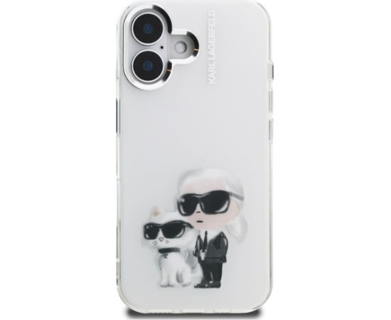 Karl Lagerfeld IML Aquarelle Karl & Choupette & Logo Aizsargapvalks priekš iPhone 16 / balts Neoriģinālie Maciņi