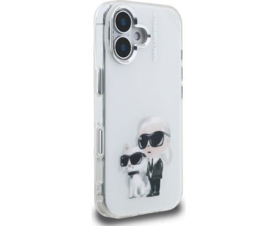 Karl Lagerfeld IML Aquarelle Karl & Choupette & Logo Aizsargapvalks priekš iPhone 16 / balts Neoriģinālie Maciņi