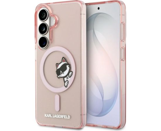 Karl Lagerfeld IML Peekaboo Choupette MagSafe Aizsargapvalks priekš Samsung Galaxy S26 / rozā Neoriģinālie Maciņi