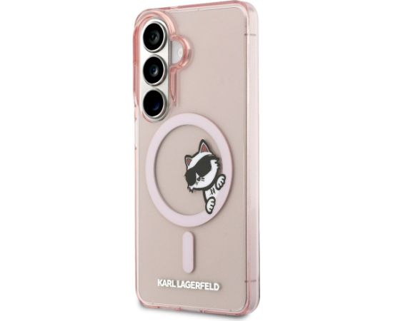 Karl Lagerfeld IML Peekaboo Choupette MagSafe Aizsargapvalks priekš Samsung Galaxy S26 / rozā Neoriģinālie Maciņi