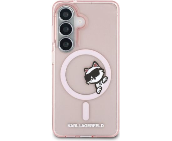 Karl Lagerfeld IML Peekaboo Choupette MagSafe Aizsargapvalks priekš Samsung Galaxy S26 / rozā Neoriģinālie Maciņi
