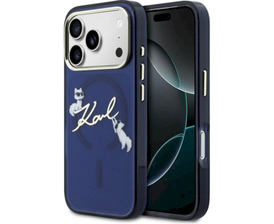 Karl Lagerfeld IML Choupettes Karl Script Logo MagSafe Aizsargapvalks priekš iPhone 17 Pro / zils Neoriģinālie Maciņi