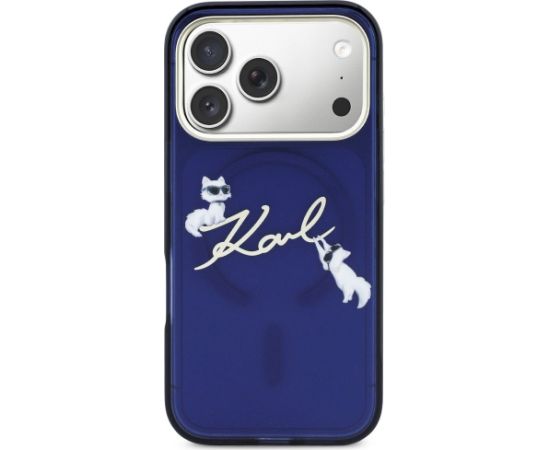 Karl Lagerfeld IML Choupettes Karl Script Logo MagSafe Aizsargapvalks priekš iPhone 17 Pro / zils Neoriģinālie Maciņi