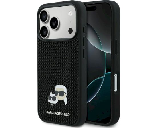 Karl Lagerfeld Rhinestones Karl&Choupette Pin Aizsargapvalks priekš iPhone 17 Pro / melns Neoriģinālie Maciņi