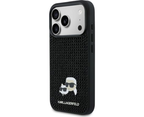 Karl Lagerfeld Rhinestones Karl&Choupette Pin Aizsargapvalks priekš iPhone 17 Pro / melns Neoriģinālie Maciņi