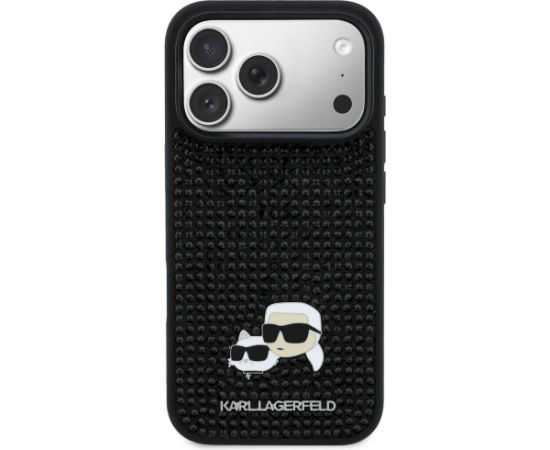 Karl Lagerfeld Rhinestones Karl&Choupette Pin Aizsargapvalks priekš iPhone 17 Pro / melns Neoriģinālie Maciņi