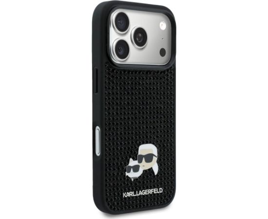 Karl Lagerfeld Rhinestones Karl&Choupette Pin Aizsargapvalks priekš iPhone 17 Pro / melns Neoriģinālie Maciņi
