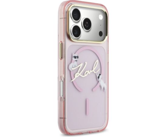 Karl Lagerfeld IML Choupettes Karl Script Logo MagSafe Aizsargapvalks priekš iPhone 17 Pro / rozā Neoriģinālie Maciņi